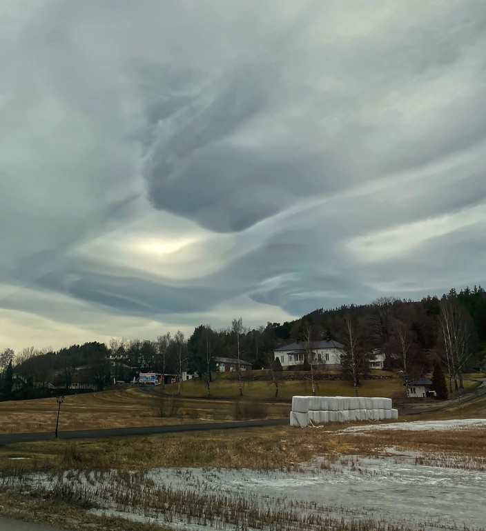 Turbulent clouds over Modum, Norway