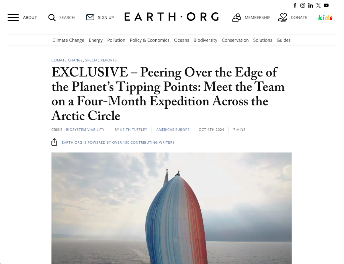 Northwest Passage Ocean Science Expedition featured in Earth.org