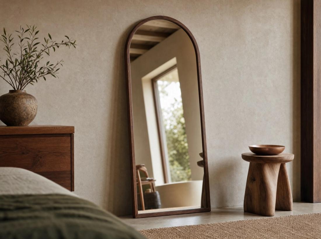 Minimal Arched Walnut Mirror