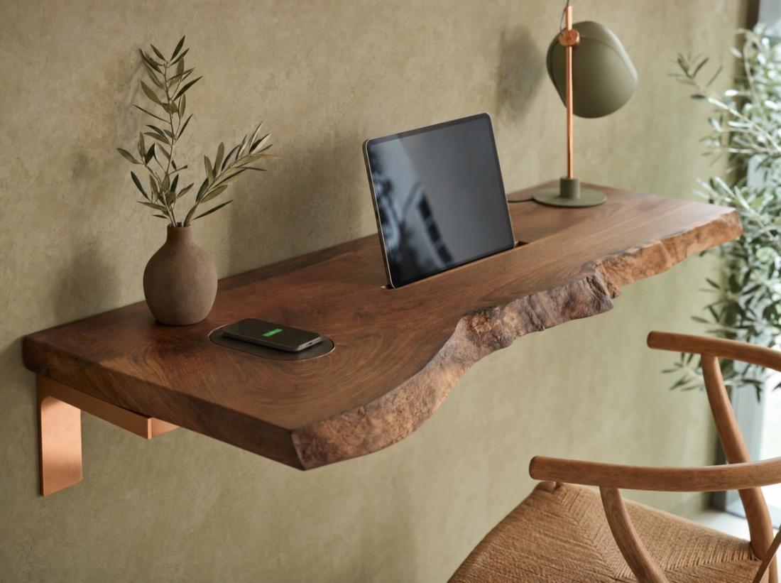 Live-Edge Desk Shelf with Wireless Charging