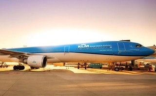 sunset and klm airplane