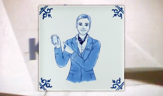 woman on blue tile screenshot from KLM casevideo