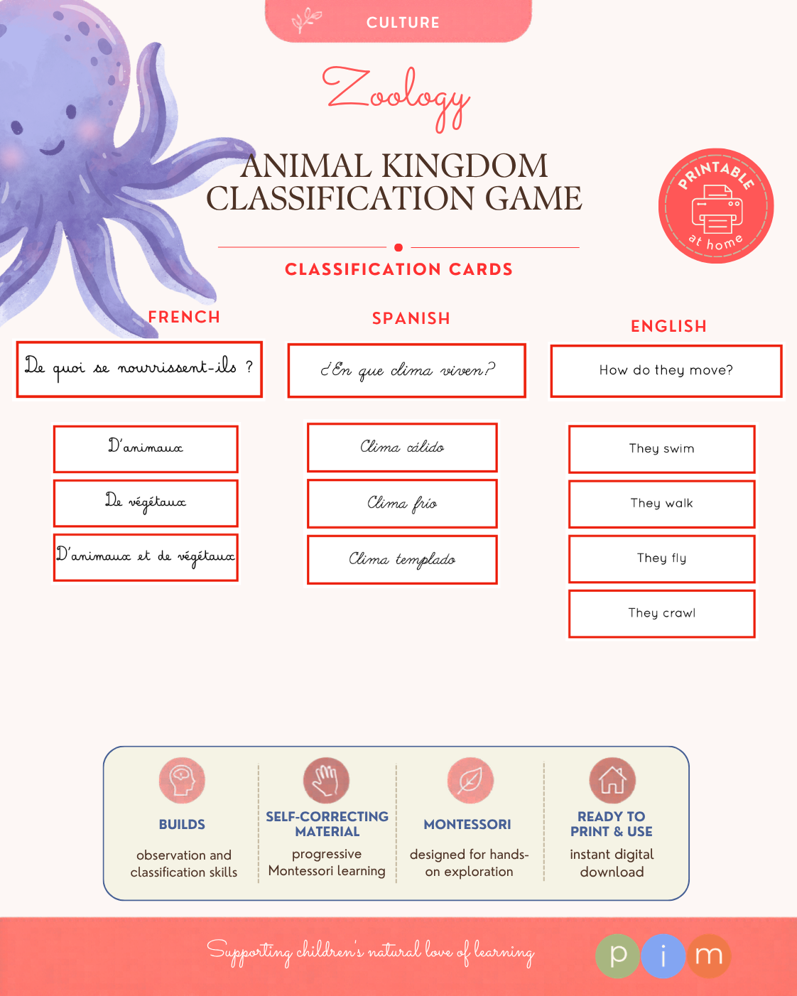 10. Juego de Clasificación del Reino Animal