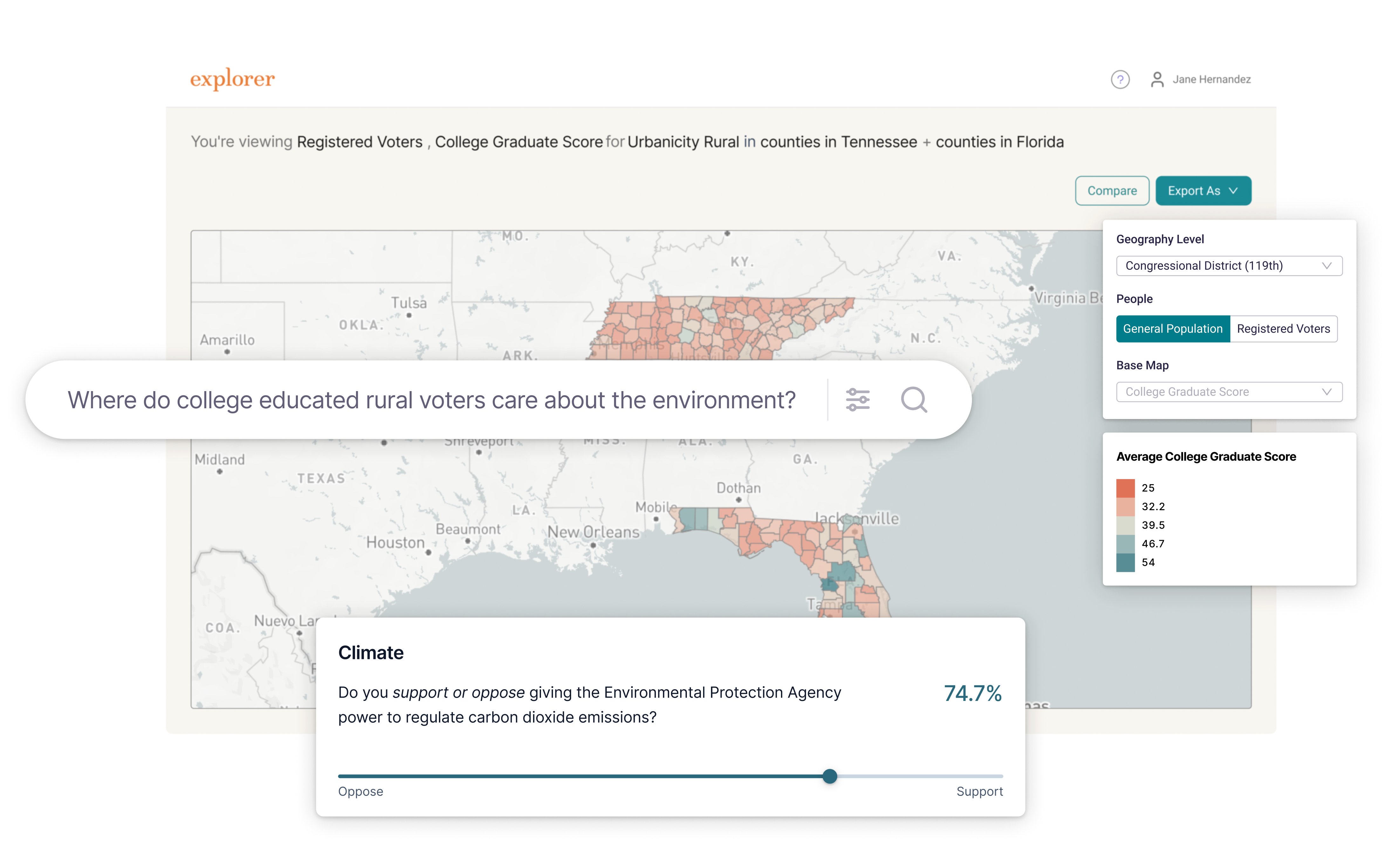 A heat map of voters in Florida. 