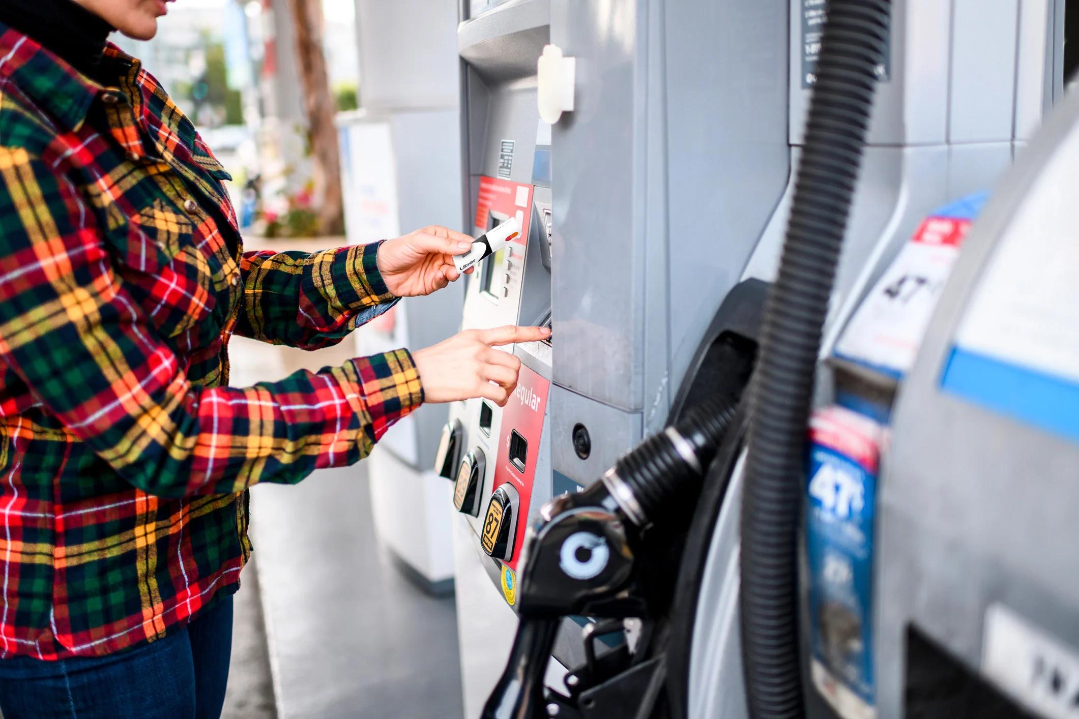 Paying at a gas stations