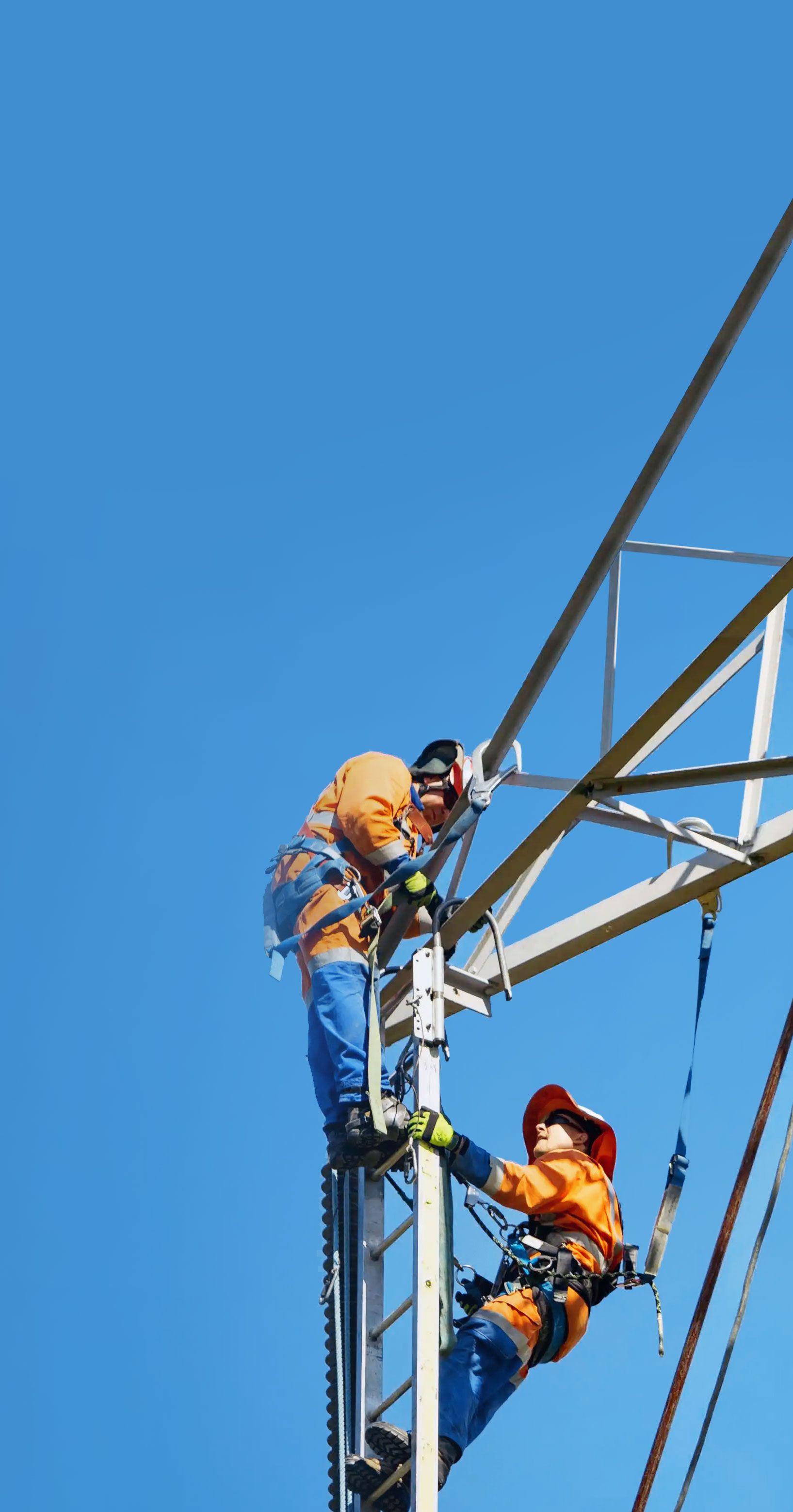 Workers on power line