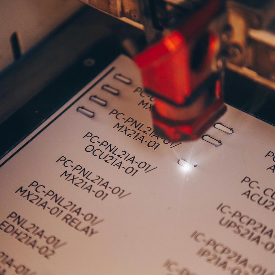 Custom engraved industrial label by Tributes Group