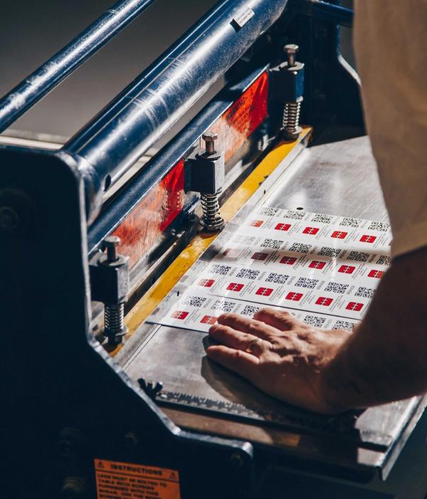 Cutting custom industrial signage labels