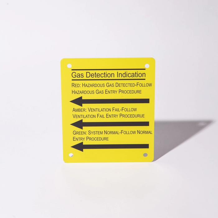Yellow gas detection indication sign