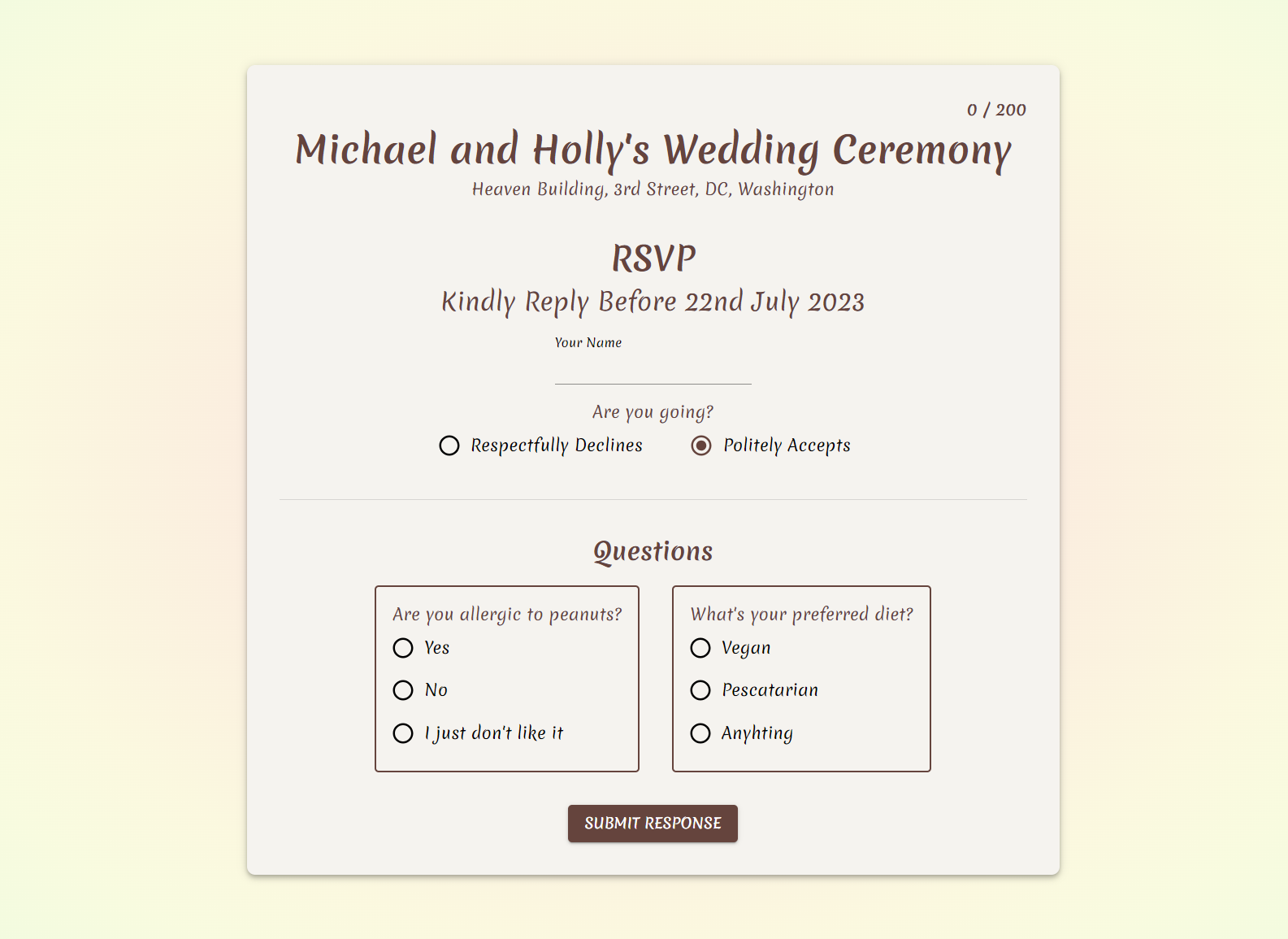 RSVP View page