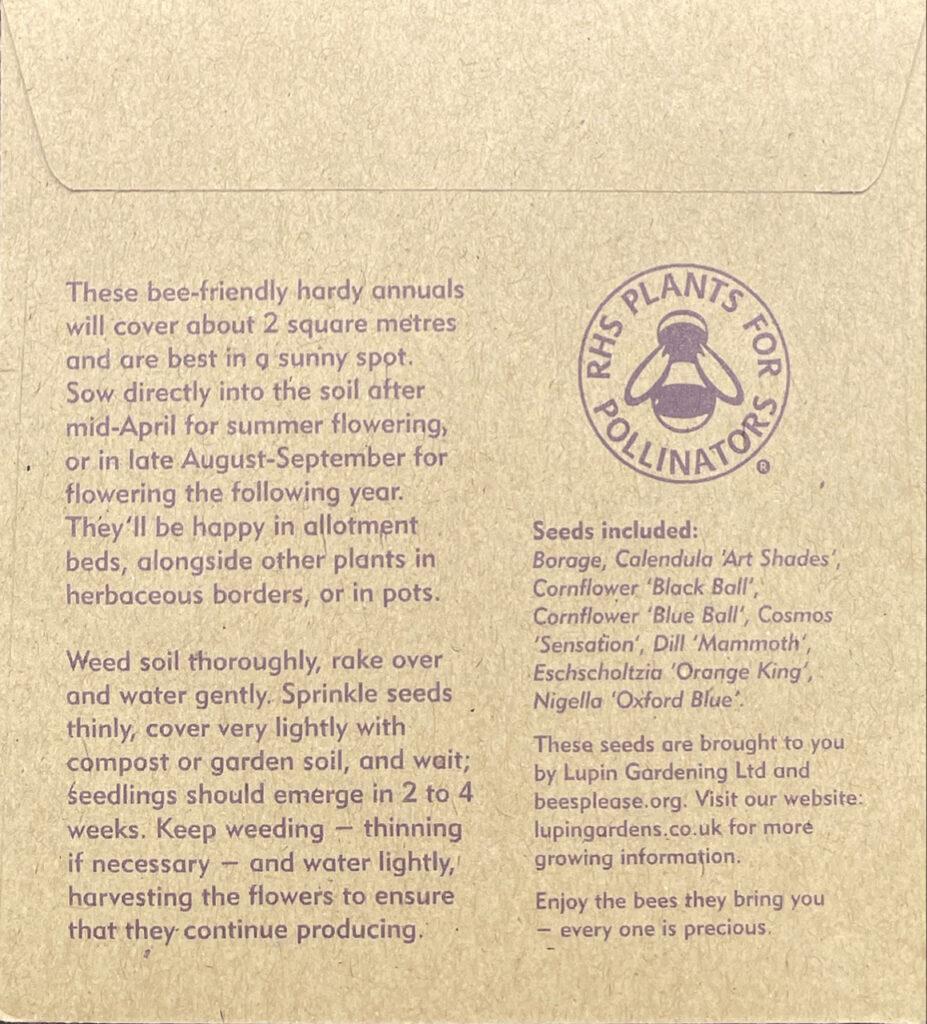 Lupin Beautiful Gardens — envelope back