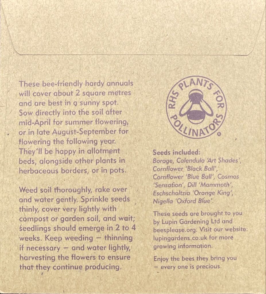 Lupin Beautiful Gardens — envelope back
