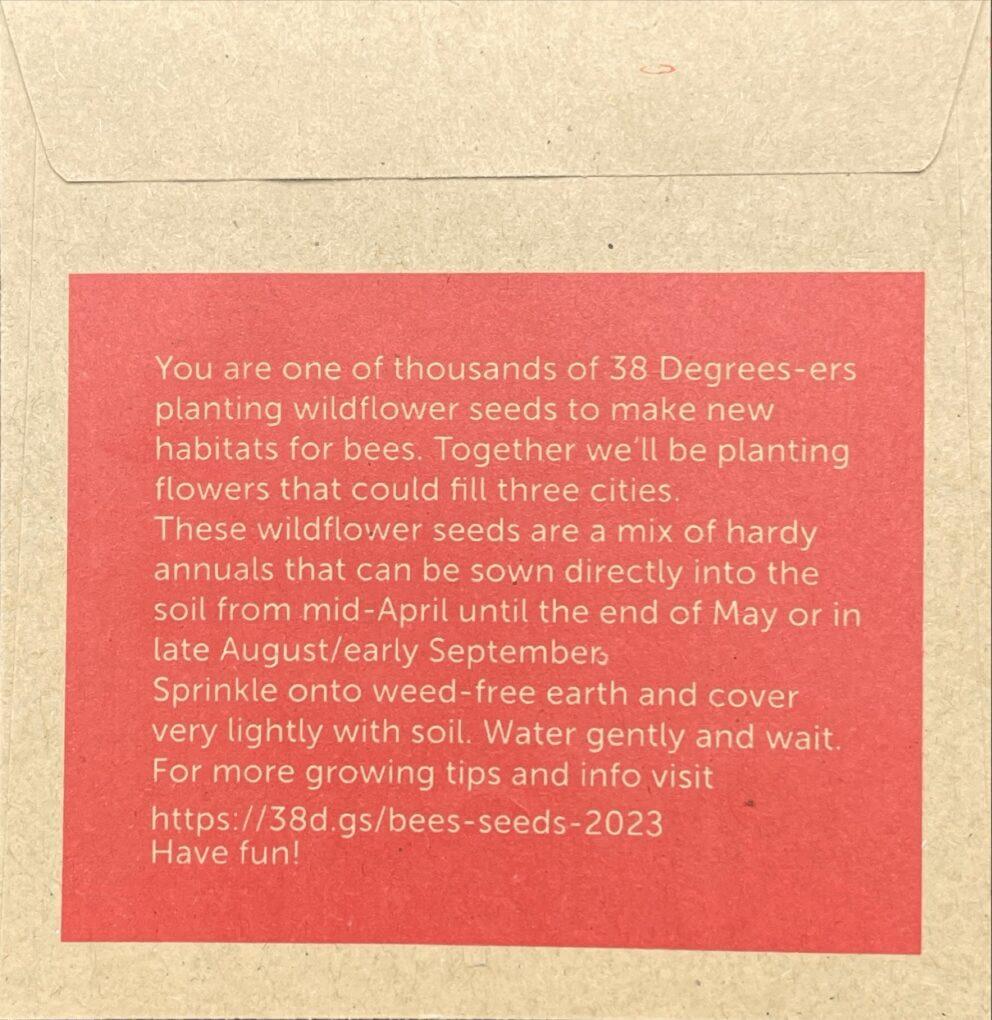 38 Degrees — envelope back