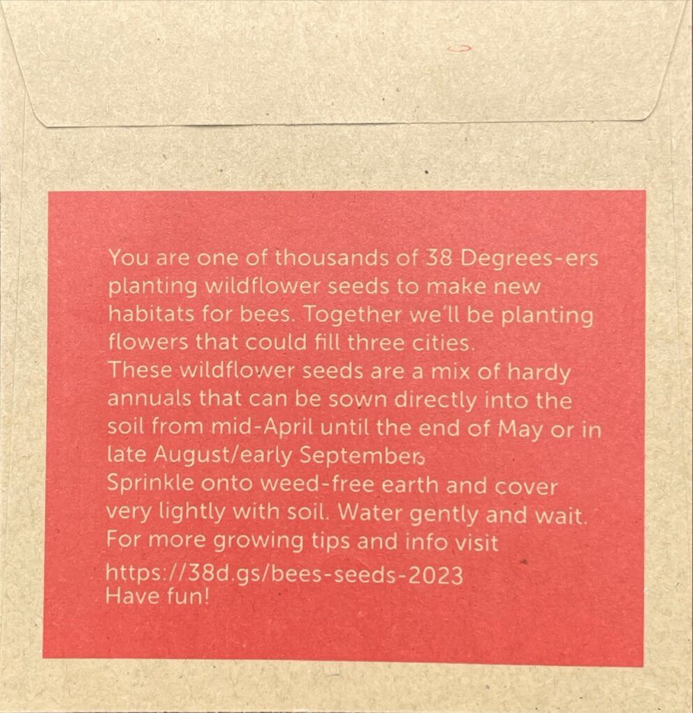 38 Degrees — envelope back