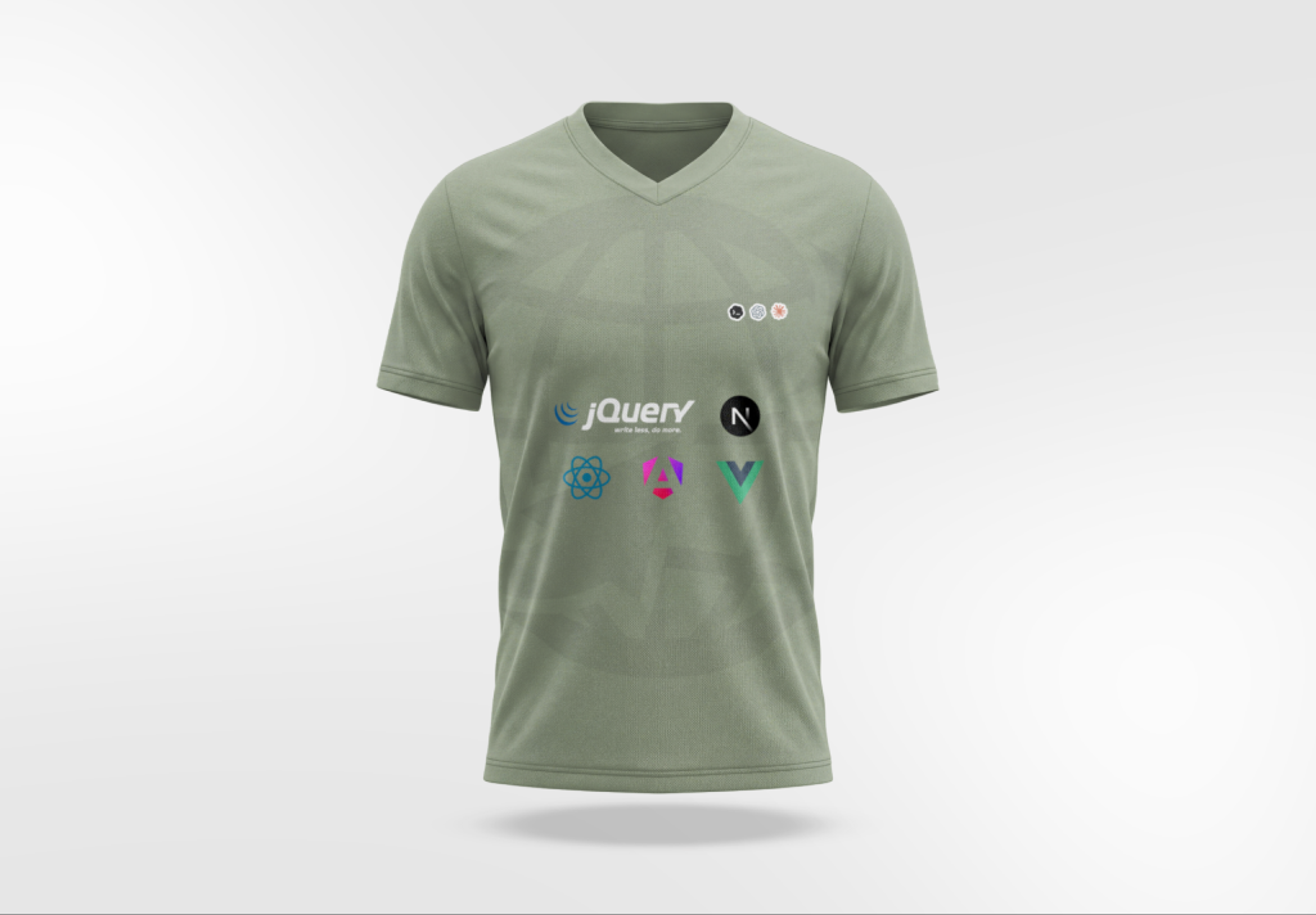 The framework shirt in sage, with the chapter badge on the chest