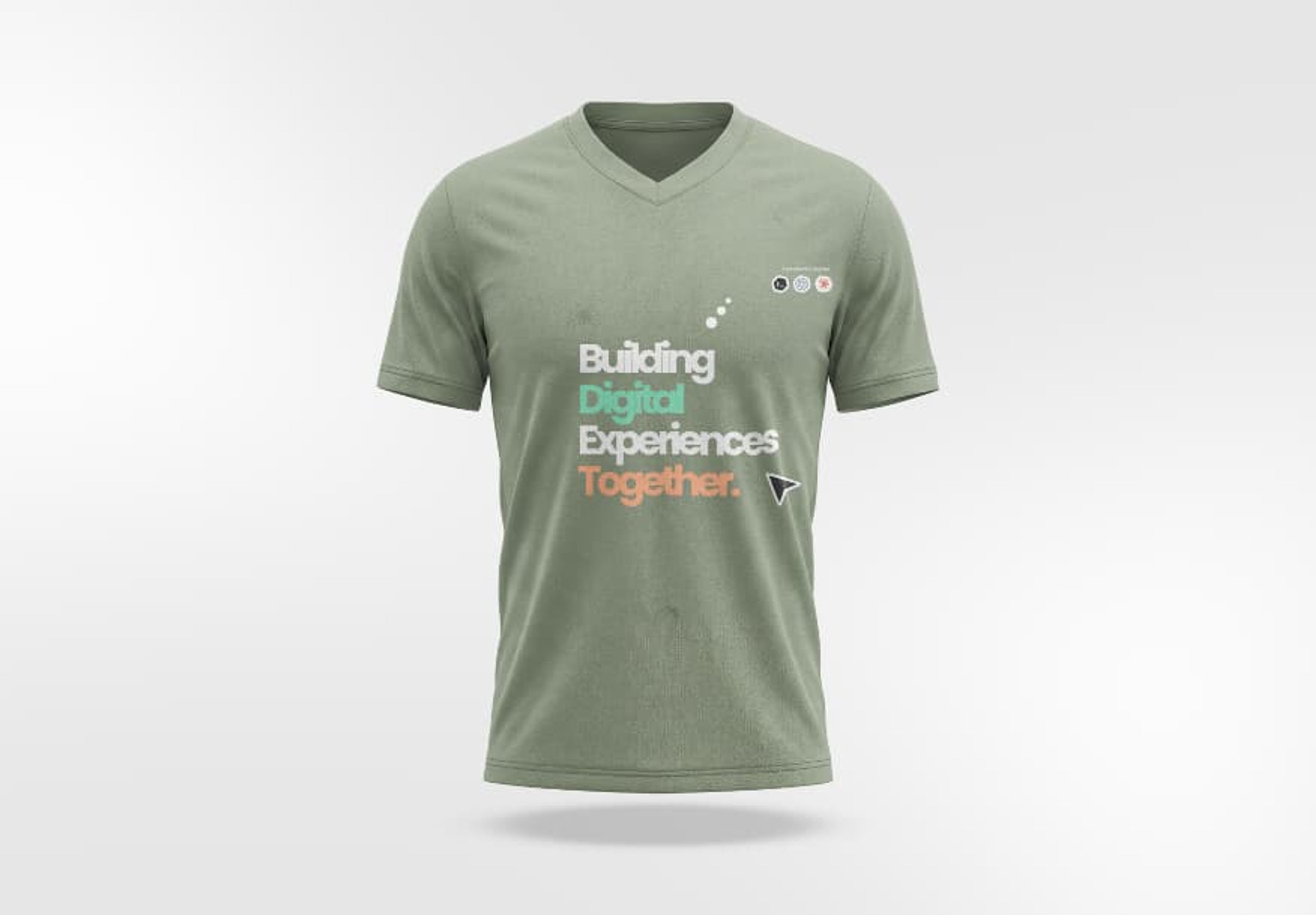 “Building Digital Experiences Together” shirt in sage green