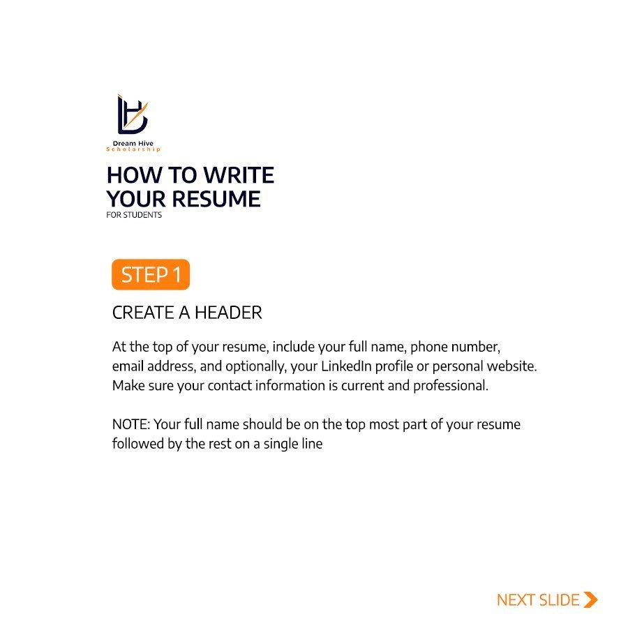 Dream Hive Scholarship: Guide: writing your résumé (carousel)