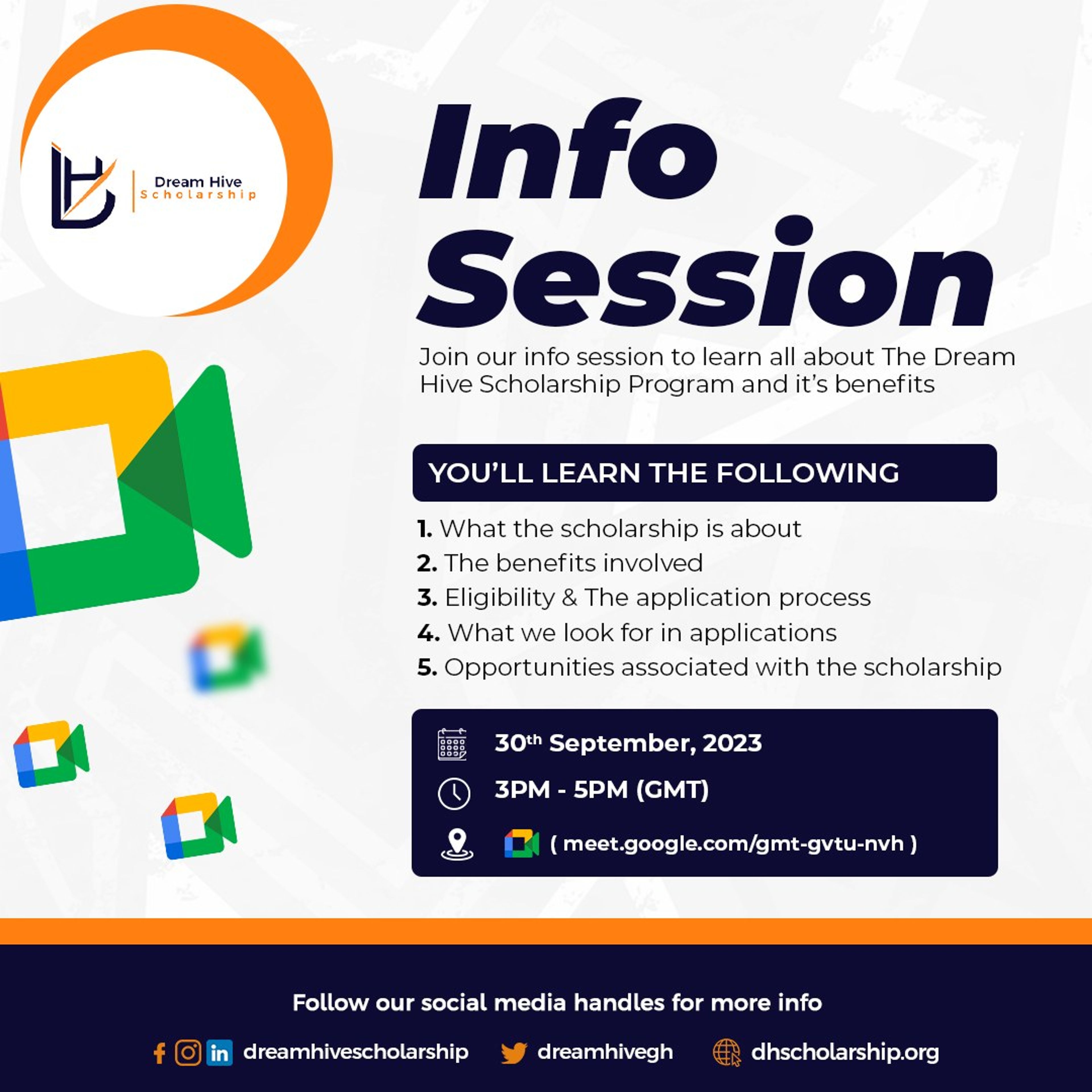 Dream Hive Scholarship: Info sessions