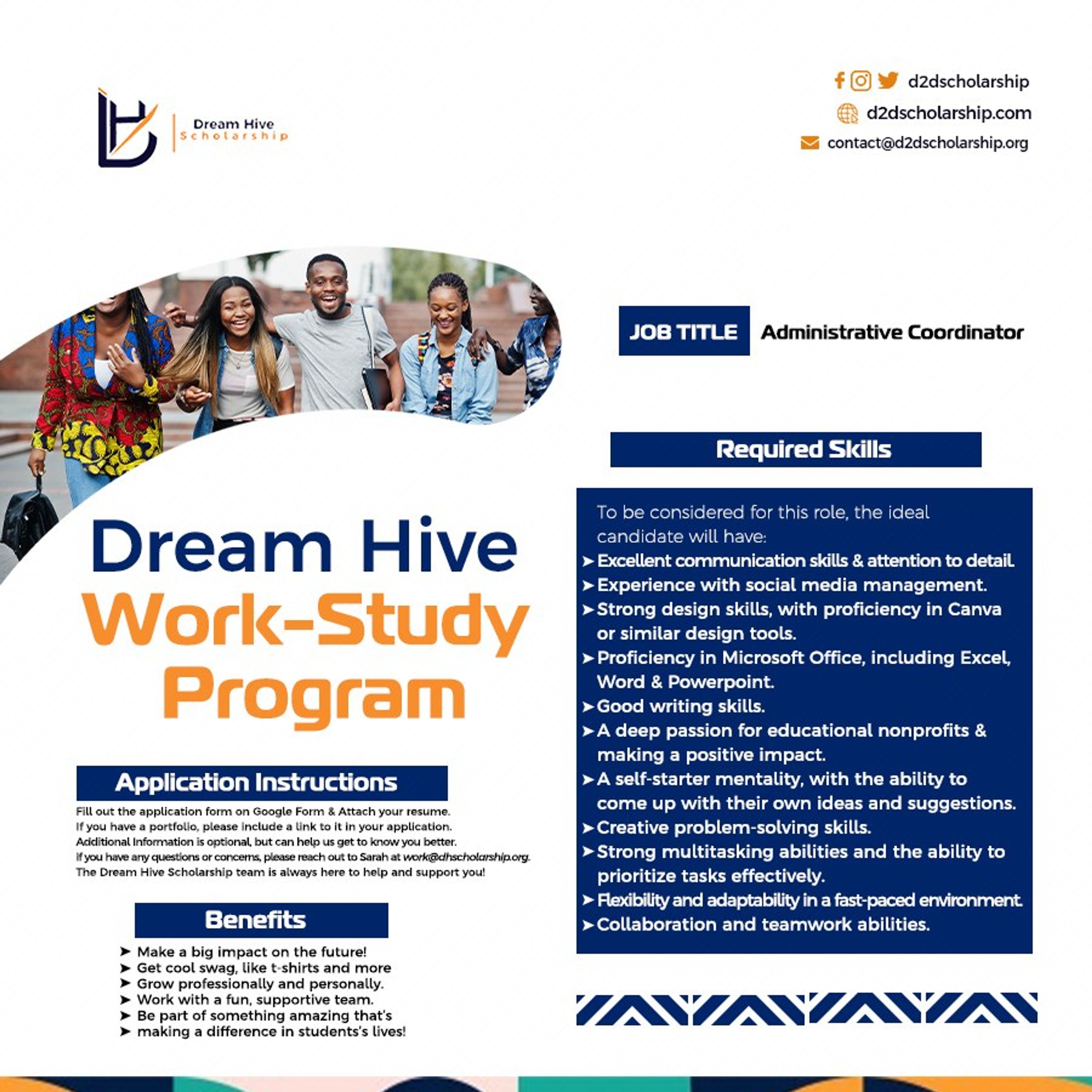 Dream Hive Scholarship: Work-study, award ceremony and occasion posts