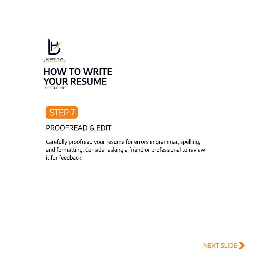 Dream Hive Scholarship: Guide: writing your résumé (carousel)