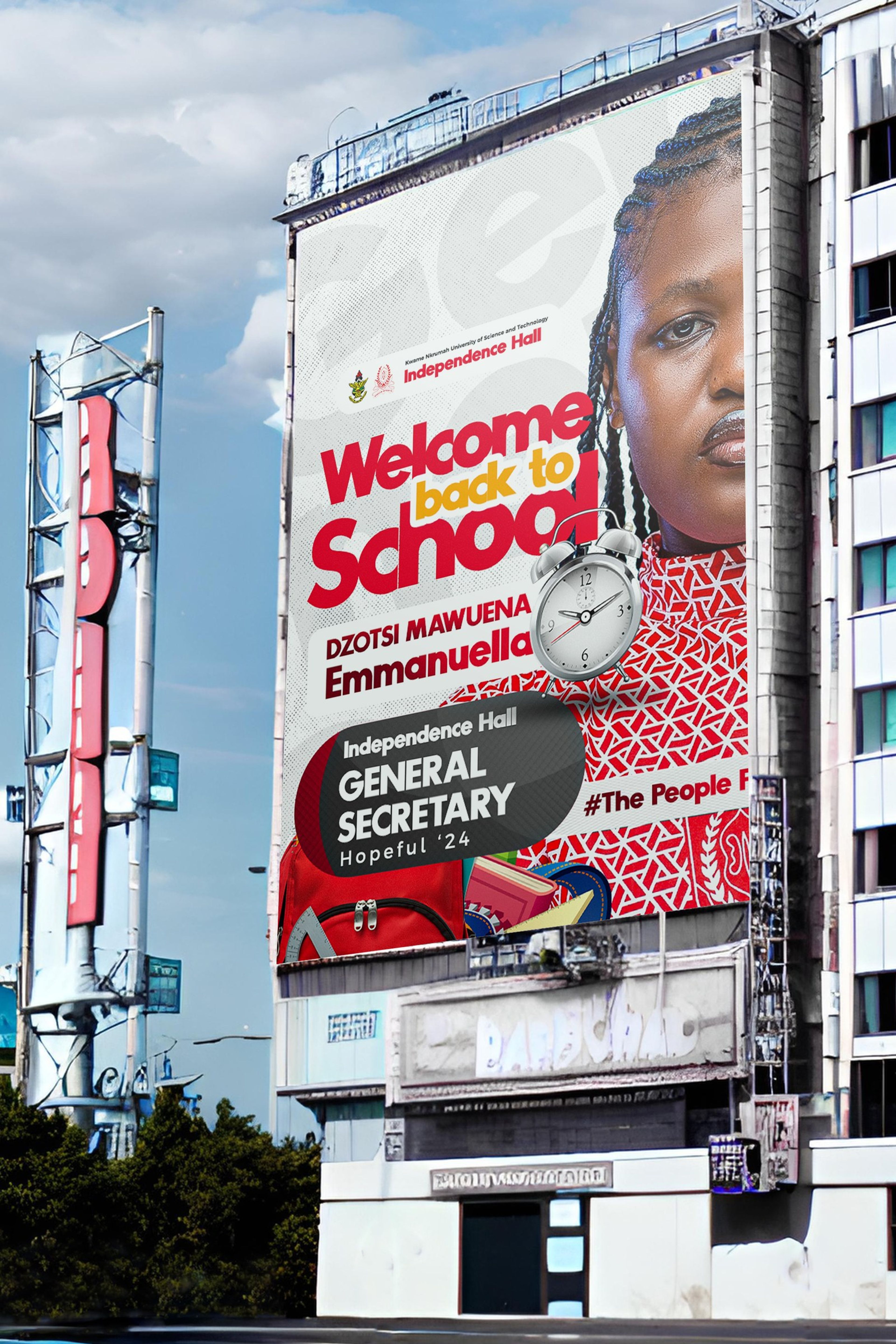 Independence Hall General Secretary campaign billboard