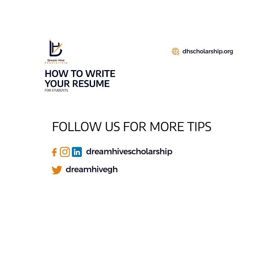 Dream Hive Scholarship: Guide: writing your résumé (carousel)