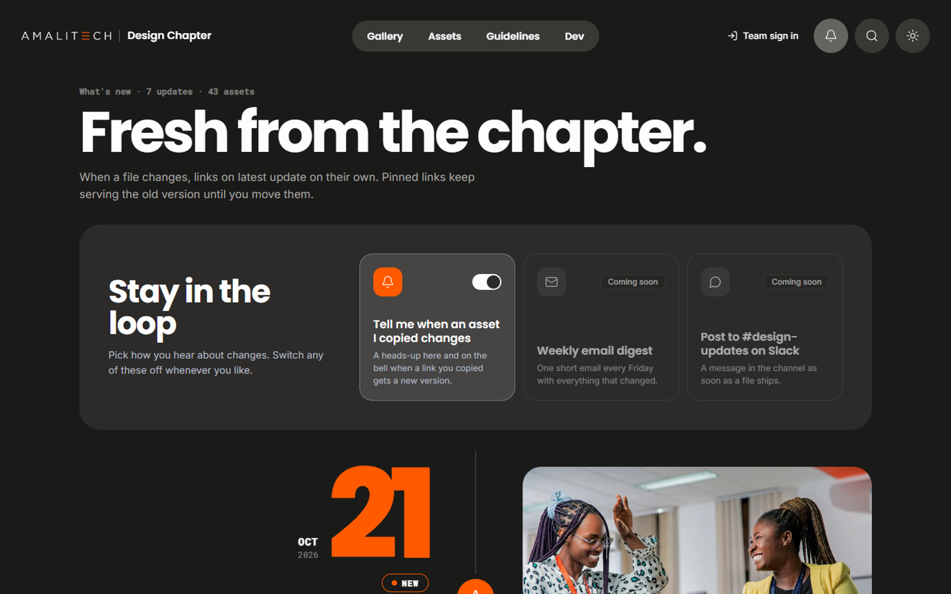 What’s new: “Fresh from the chapter”, with a timeline of new photos, patterns and media