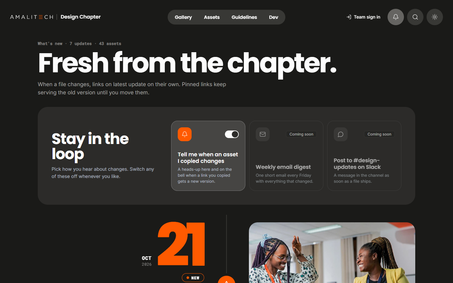 What’s new: “Fresh from the chapter”, with a timeline of new photos, patterns and media