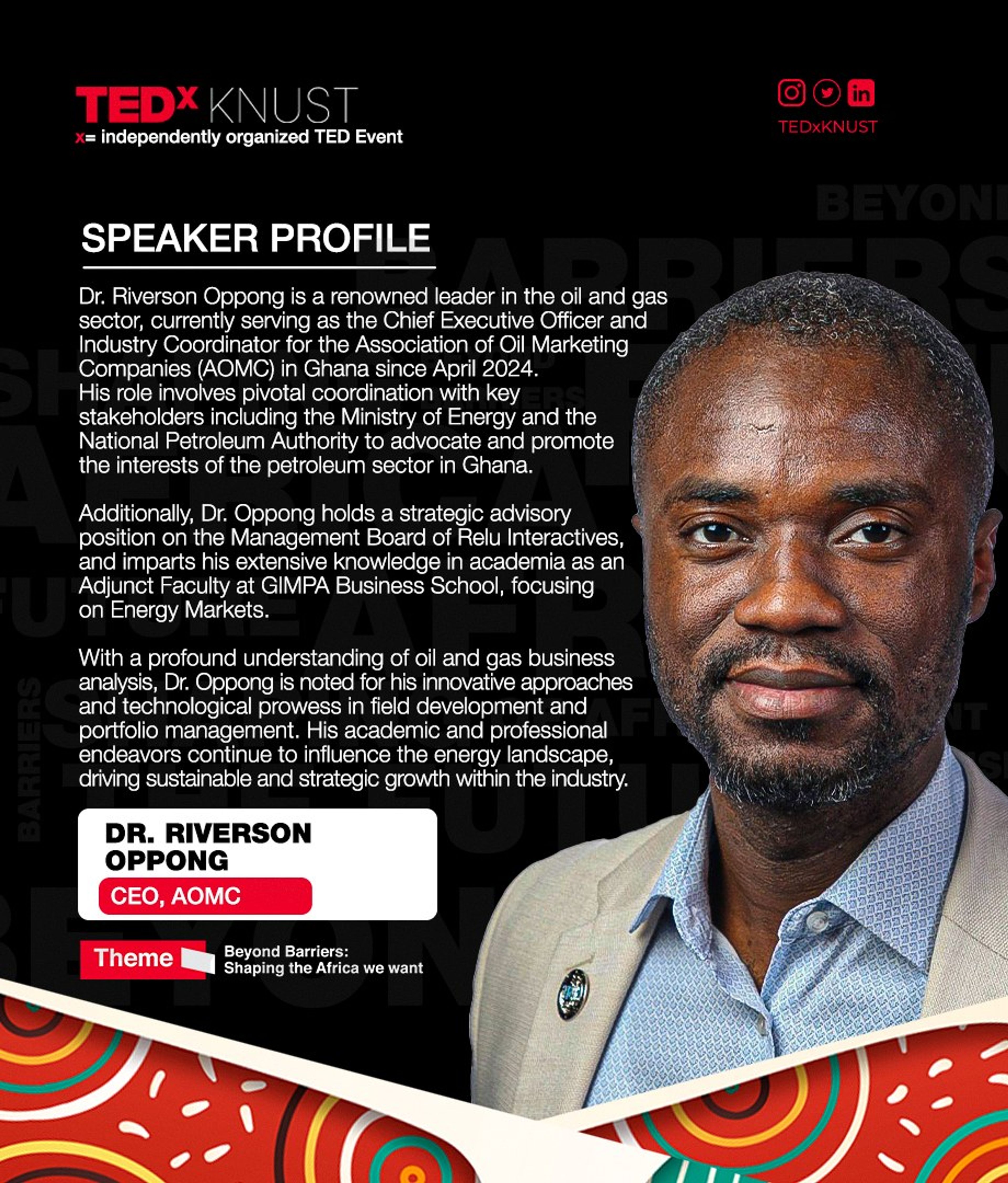TEDxKNUST speaker and print design 2