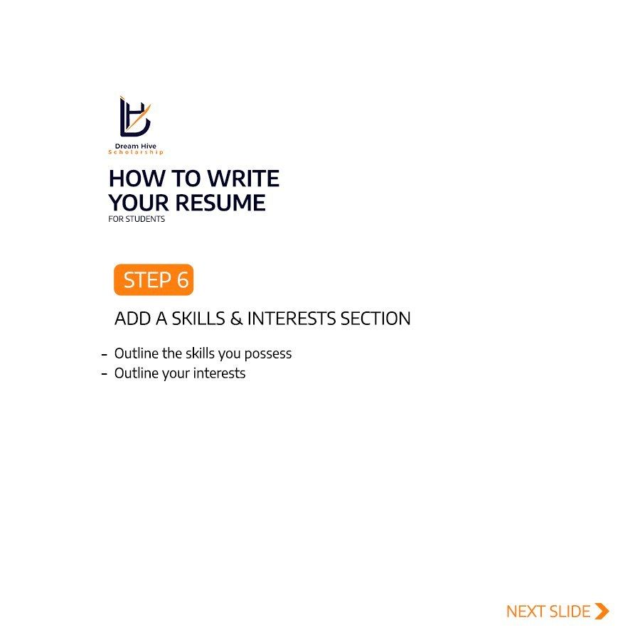 Dream Hive Scholarship: Guide: writing your résumé (carousel)