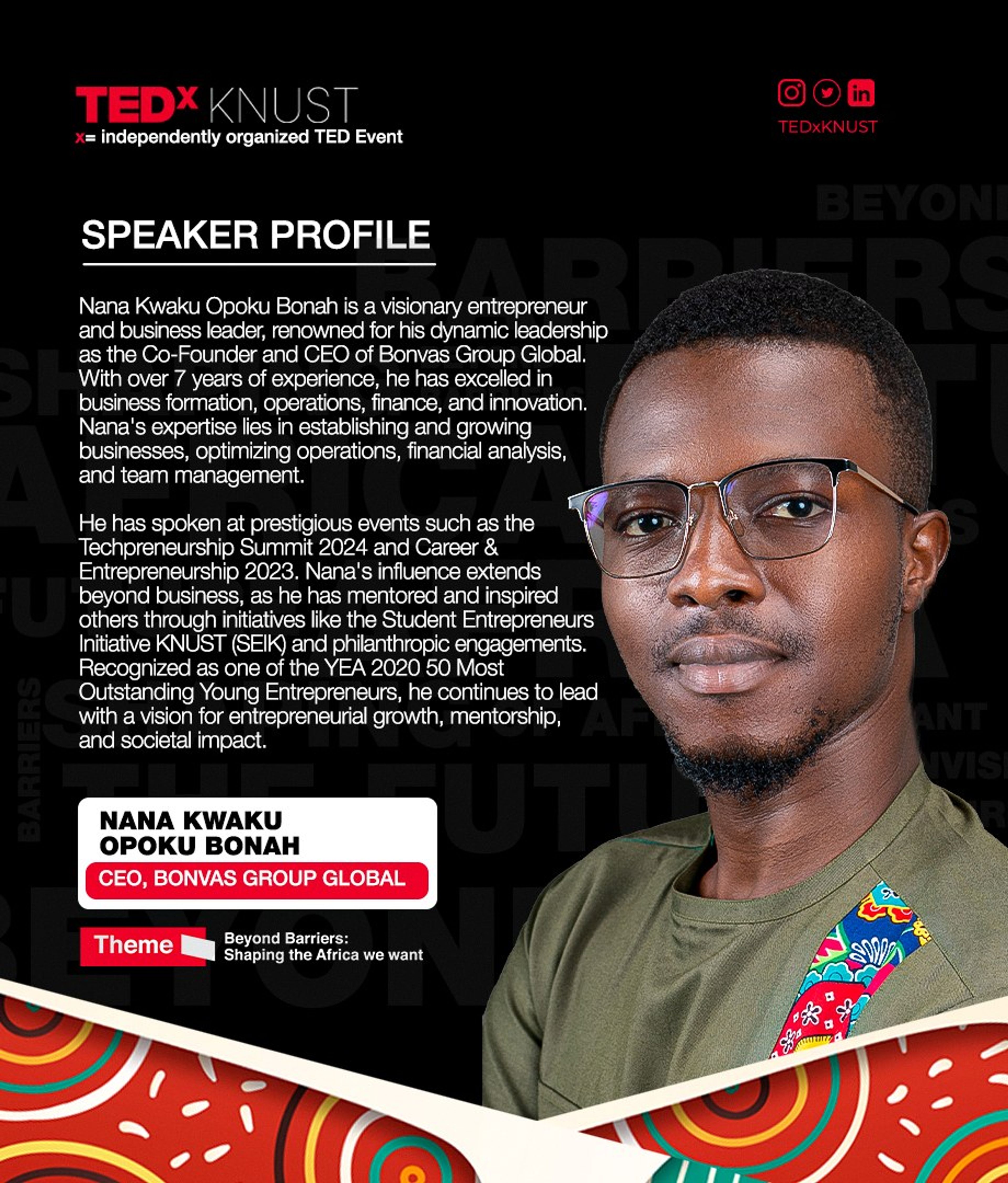 TEDxKNUST speaker and print design 7