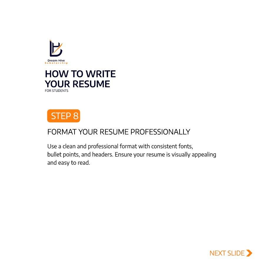 Dream Hive Scholarship: Guide: writing your résumé (carousel)