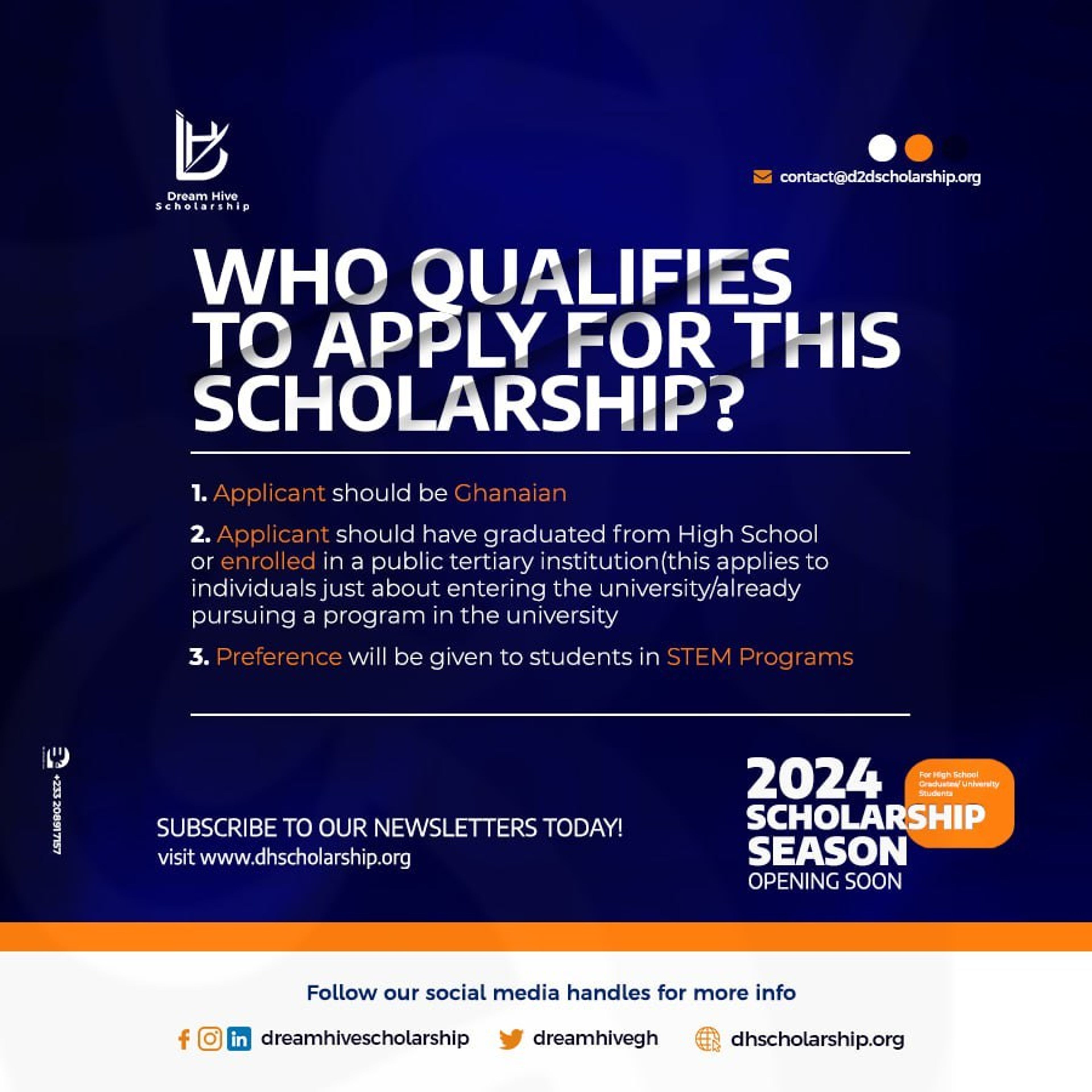 Dream Hive Scholarship: Scholarship season: opening soon