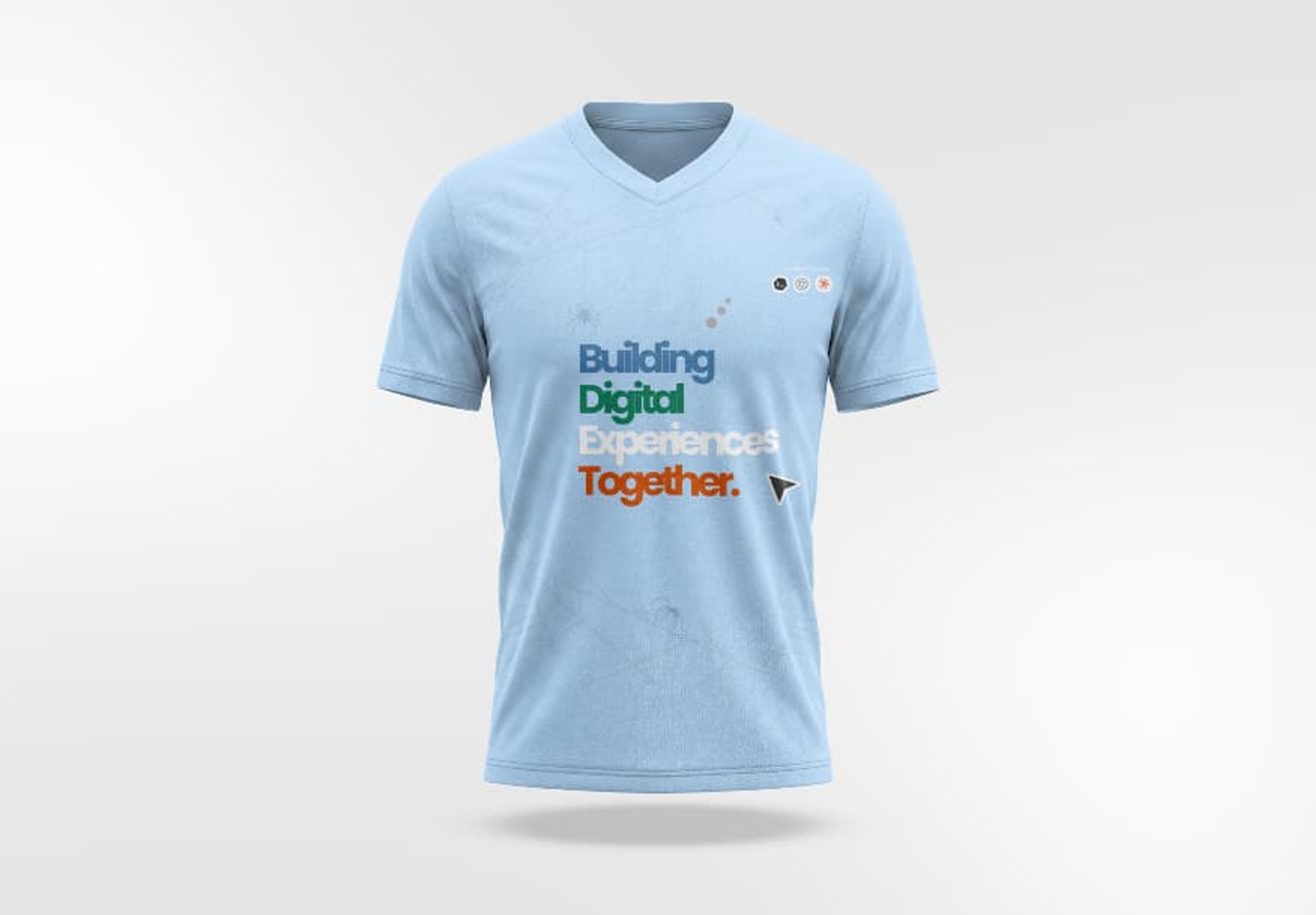 “Building Digital Experiences Together” shirt in light blue
