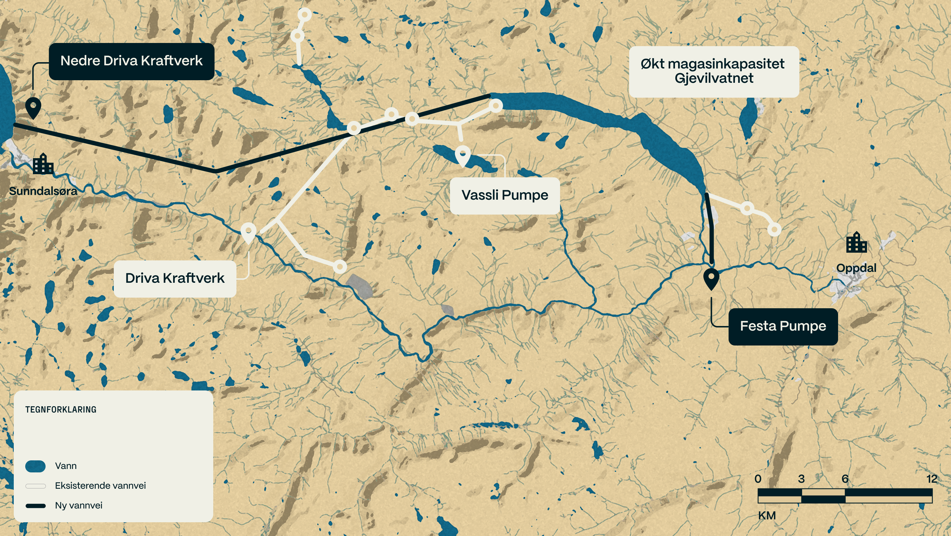 Oversiktskart over prosjektet Nedre Driva