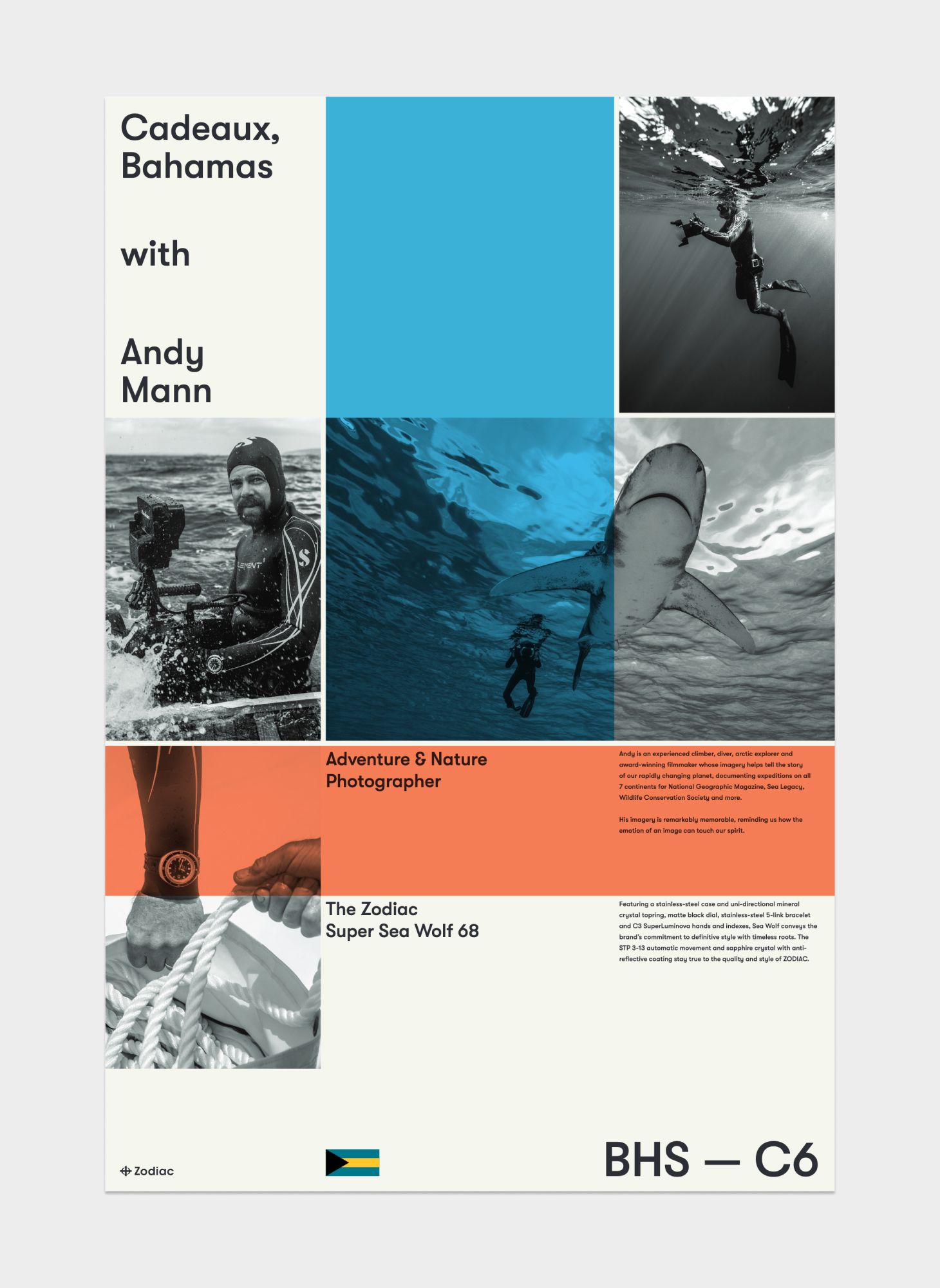 Print collateral for the Andy Mann Super Sea Wolf shoot