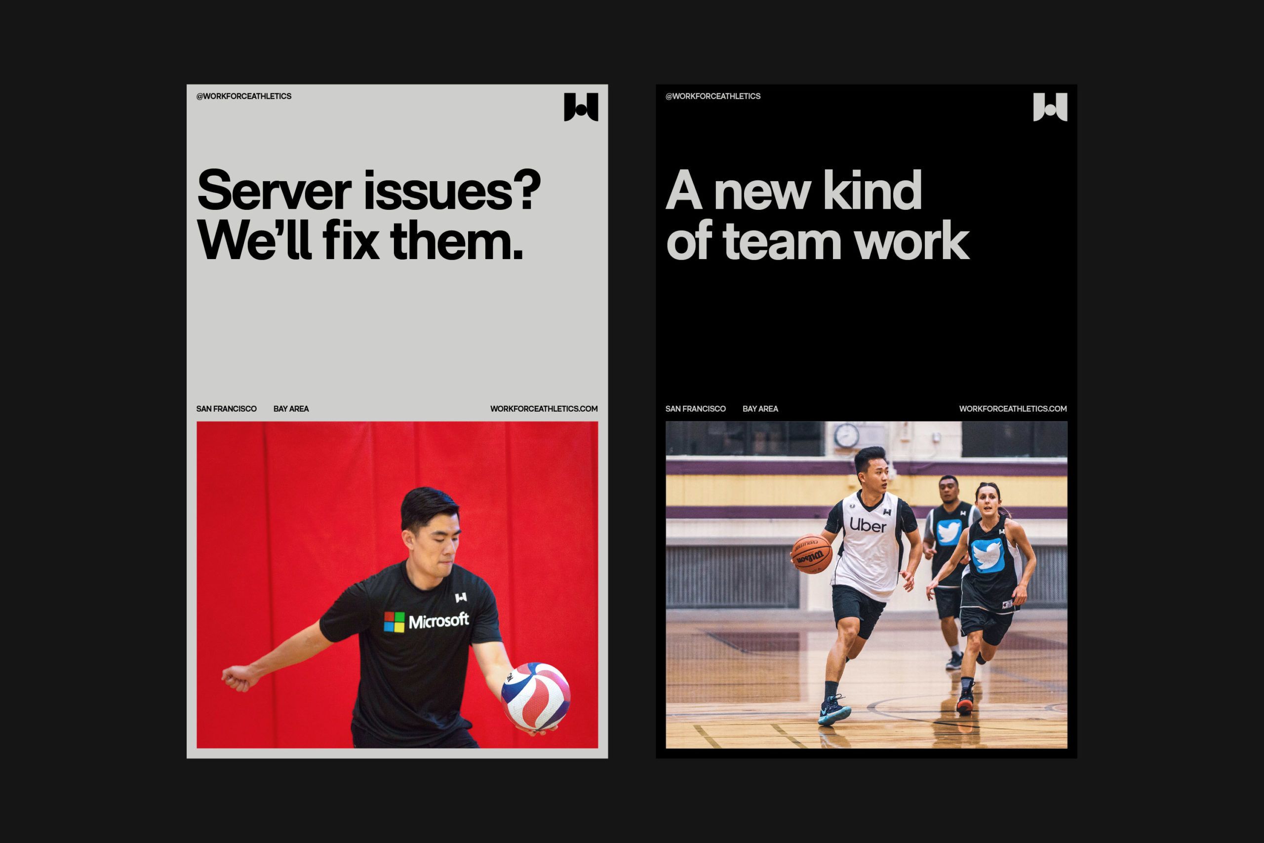 A photo of an individual playing volleyball, and another playing basketball