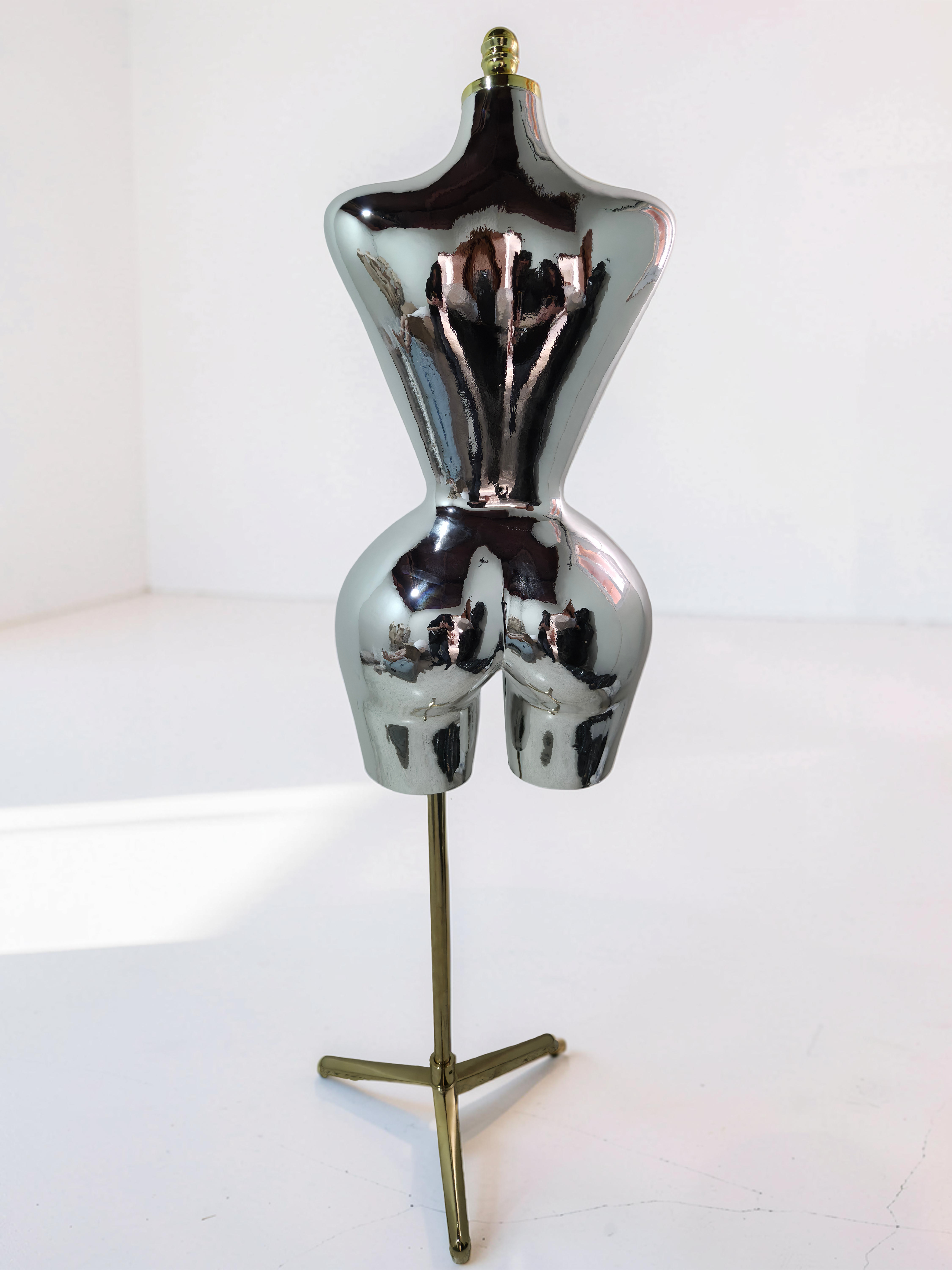 Maniquí de Drapeo Buchona Cromado Plateado en Fibra de Vidrio - Miniatura 5