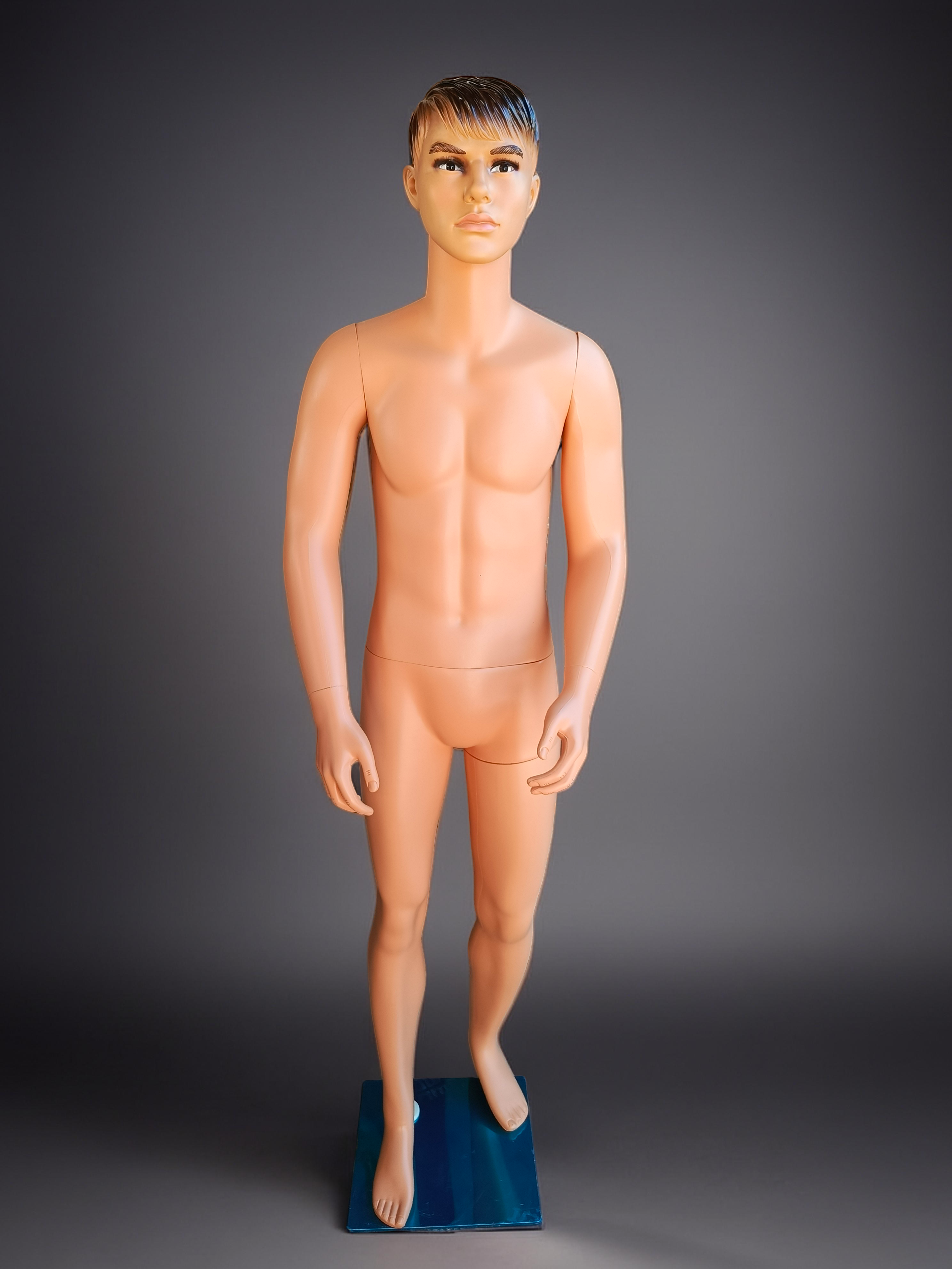 Maniquí de plástico de caballero cuerpo completo base de metal