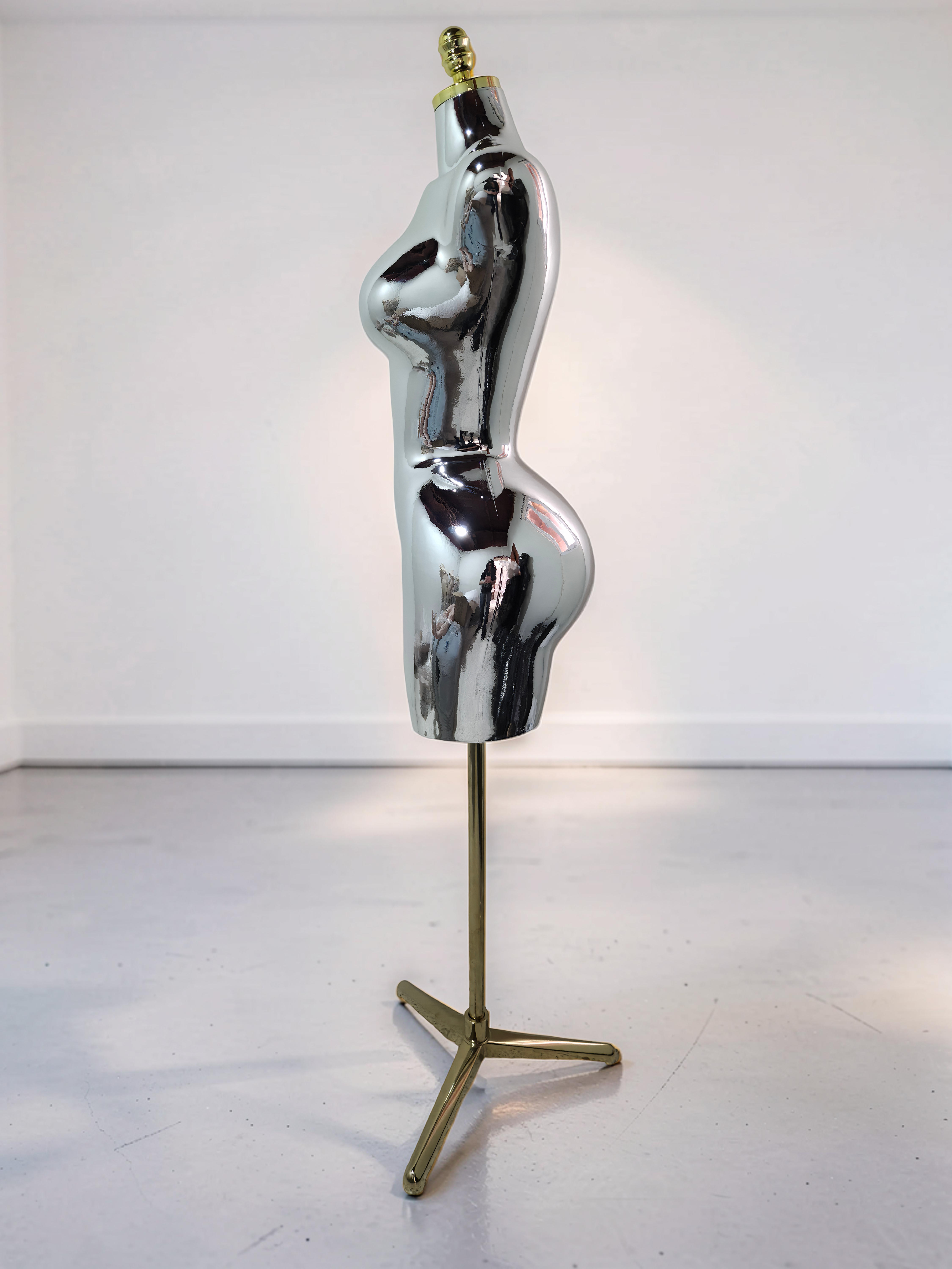 Maniquí de Drapeo Buchona Cromado Plateado en Fibra de Vidrio - Miniatura 4