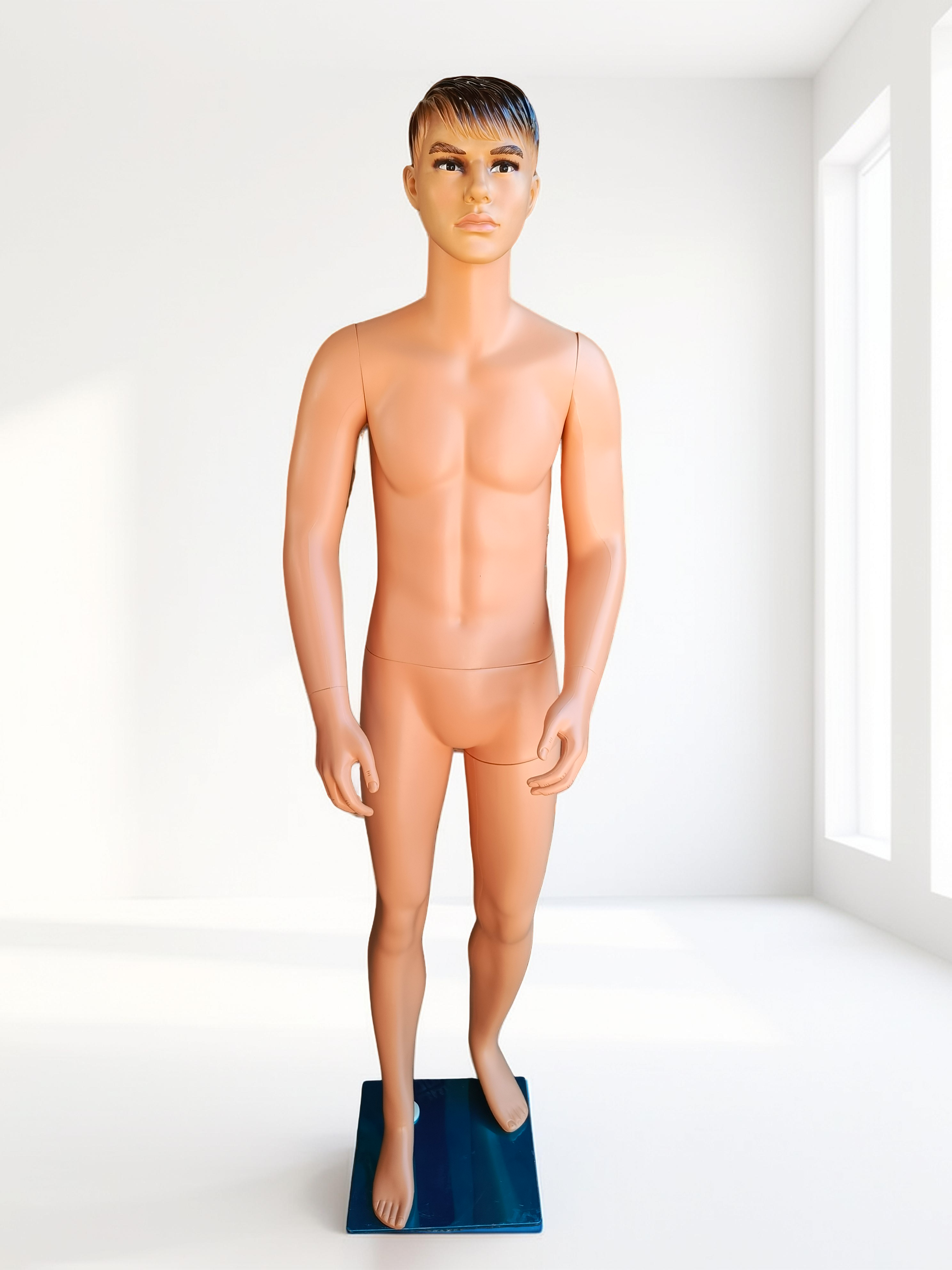 Maniquí de plástico de caballero cuerpo completo base de metal - Miniatura 2