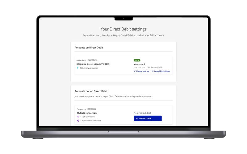 Unified Direct Debit Management Page