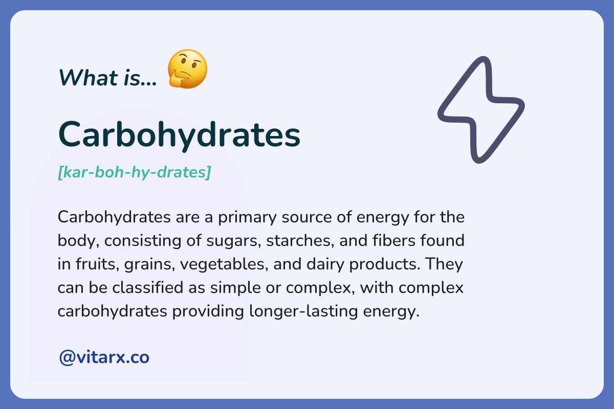 Carbohydrates: Carbohydrates are a primary source of energy for the body, consisting of sugars, starches, and fibers found in fruits, grains, vegetables, and dairy products. They can be classified as simple or complex.