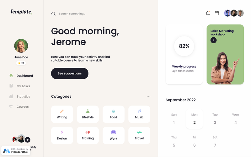 Self Improvement Dashboard Template