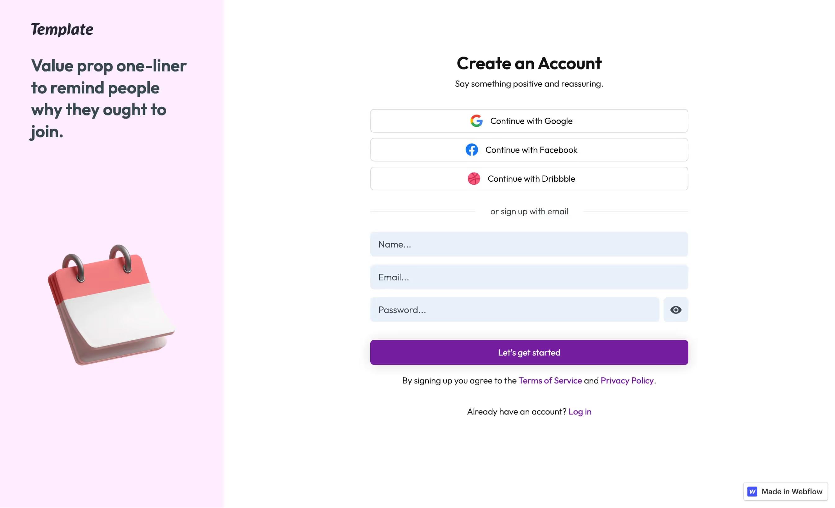 Product Signup Page