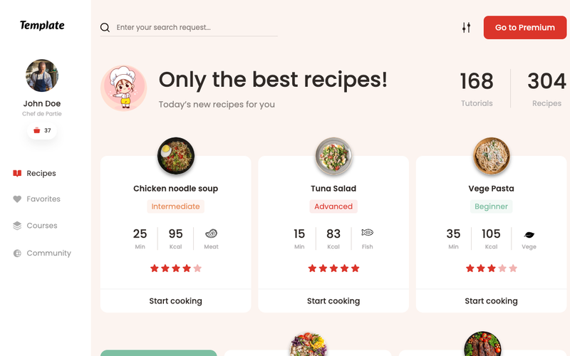 Recipe Dashboard Template