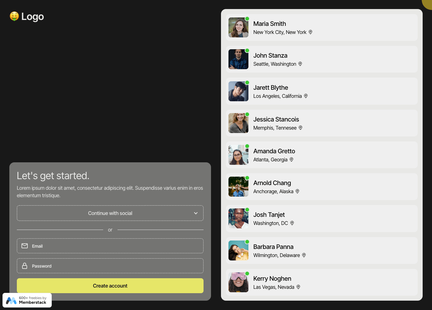 Social Platform Sign Up Page