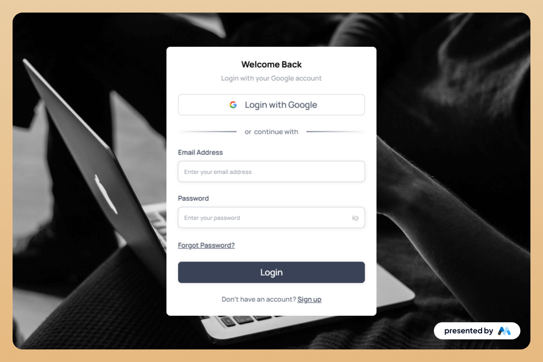 AeroKit UI Login02 Centered Card