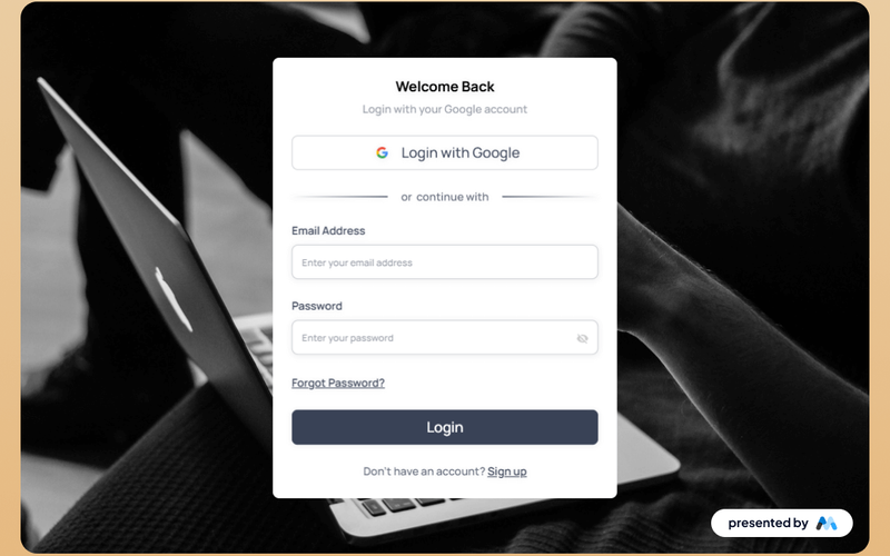 AeroKit UI Login02 Centered Card