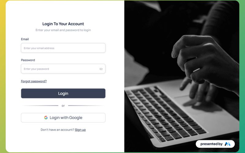 AeroKit UI Login01 Split Screen